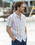 Chemise col bowling boutonnée manches courtes (bleu)