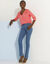 T-shirt col tunisien manches 3/4, broderie anglaise (corail)
