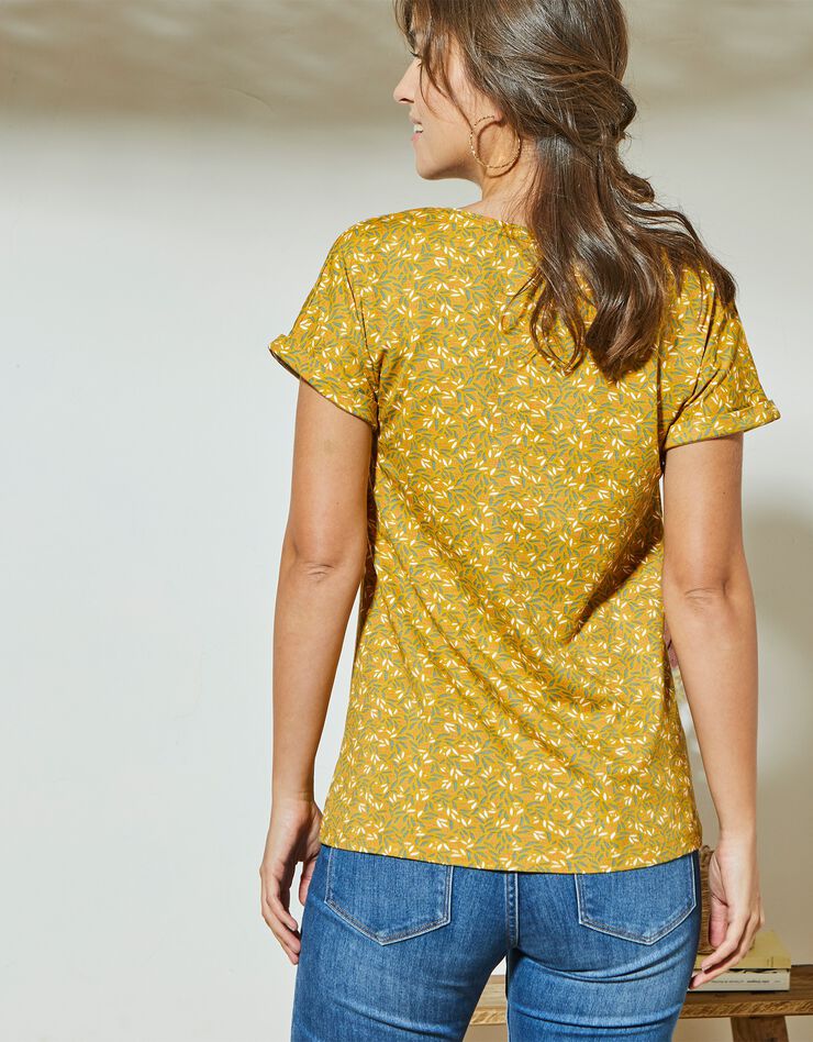 Tee-shirt imprimé manches courtes minimaliste (safran)