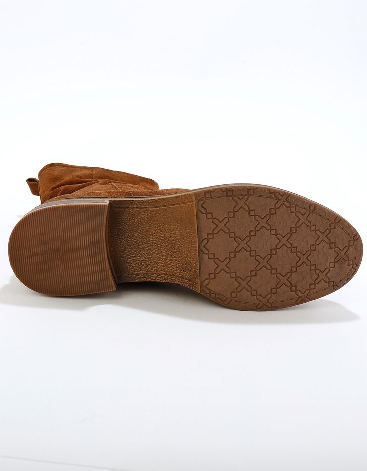 Bottes fourrées en cuir plissé  (chocolat)