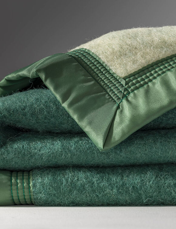 Couverture bicolore pure laine 600 g/m² (vert)