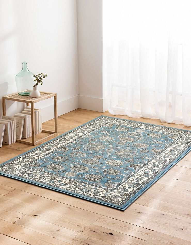 Tapis rectangulaire motifs perse (bleu grisé)