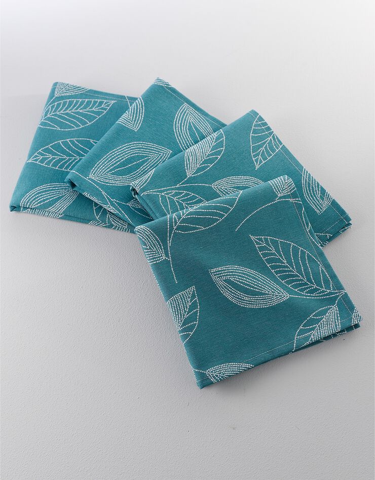 Nappe anti-taches bicolore imprimée feuilles (bleu canard) Nappe anti-taches bicolore imprimée feuilles (bleu canard)