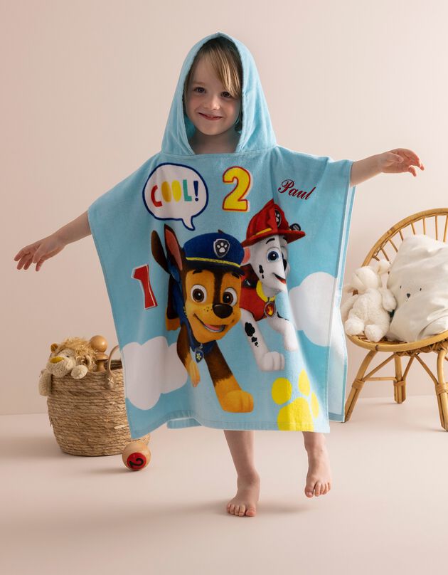 Poncho de bain enfant Pat Patrouille® à capuche personnalisable (bleu)