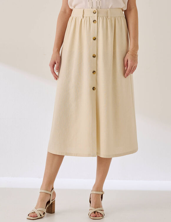 Jupe boutonn&eacute;e unie  (naturel)