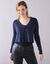 Gilet boléro, maille côtelée (marine)