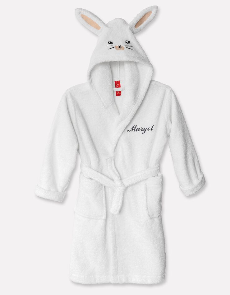 Peignoir de bain enfant personnalisable lapin à capuche (blanc) Peignoir de bain enfant personnalisable lapin à capuche (blanc)
