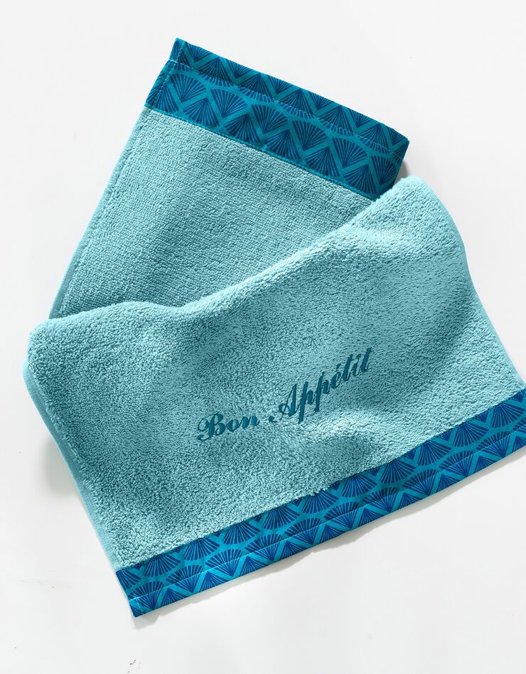 Éponge bouclette liteau fantaisie personnalisable (vert d'eau)