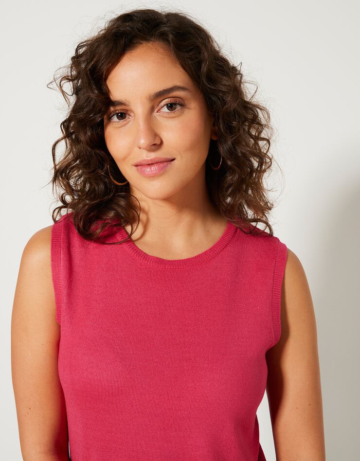 Pull sans manches toucher cachemire (rose fuchsia) Pull sans manches toucher cachemire (rose fuchsia)