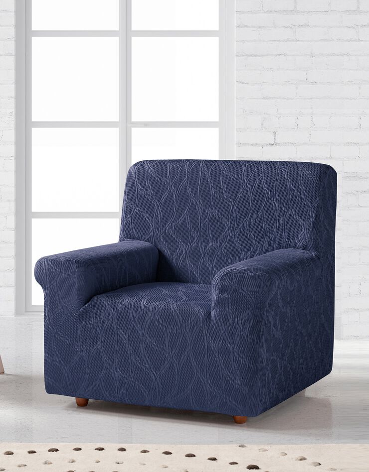 Housse fauteuil et canapé préformée "Alexia" (bleu)