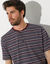 Pyjama-short rayé col tunisien (bordeaux)