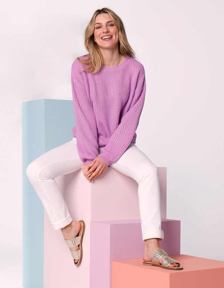 Pull boîte manches longues, maille anglaise &lt;br/&gt; (parme)