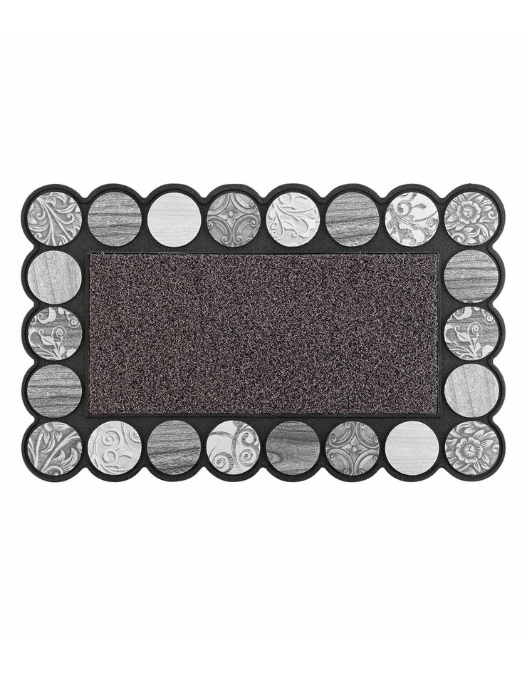 Tapis d'entrée rectangulaire, motif rosaces (NOIR/BLANC/GRIS) Tapis d'entrée rectangulaire, motif rosaces (NOIR/BLANC/GRIS)