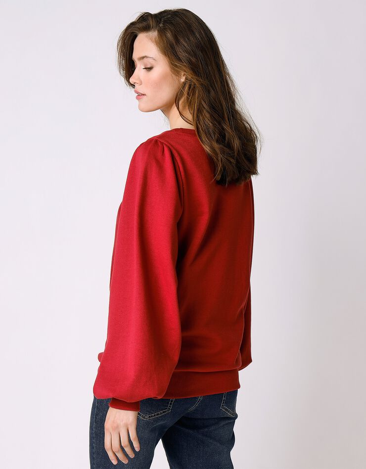 Sweat molleton brodé coeur coupe loose (carmin) Sweat molleton brodé coeur coupe loose (carmin)