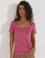 T-shirt col carré galon fantaisie (framboise)