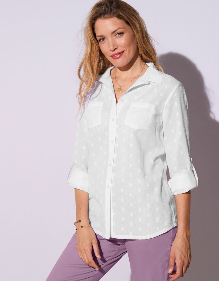 Chemise plumetis manches longues (blanc) Chemise plumetis manches longues (blanc)