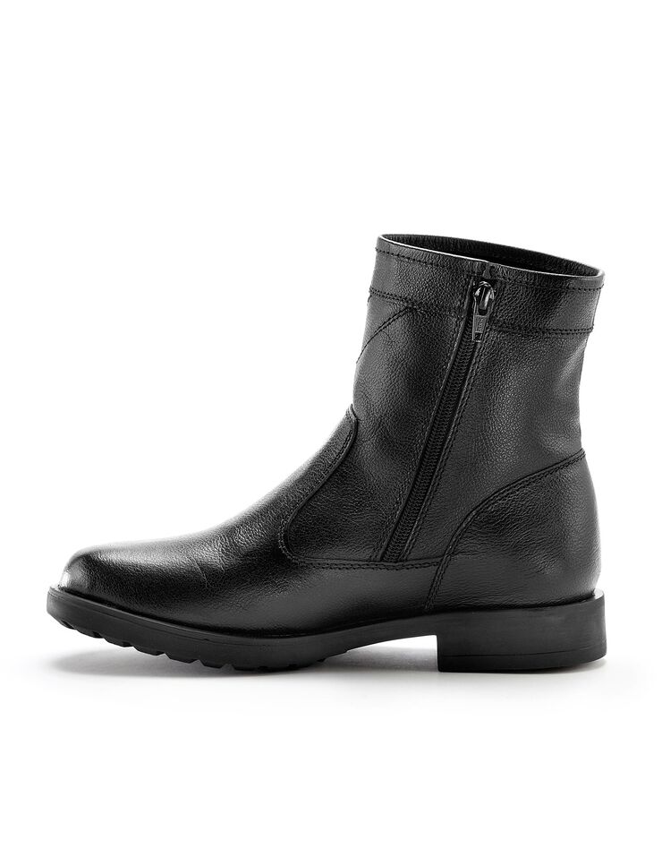 Botillons zippés cuir fourrés laine - jusqu'au 46 (noir) Botillons zippés cuir fourrés laine - jusqu'au 46 (noir)
