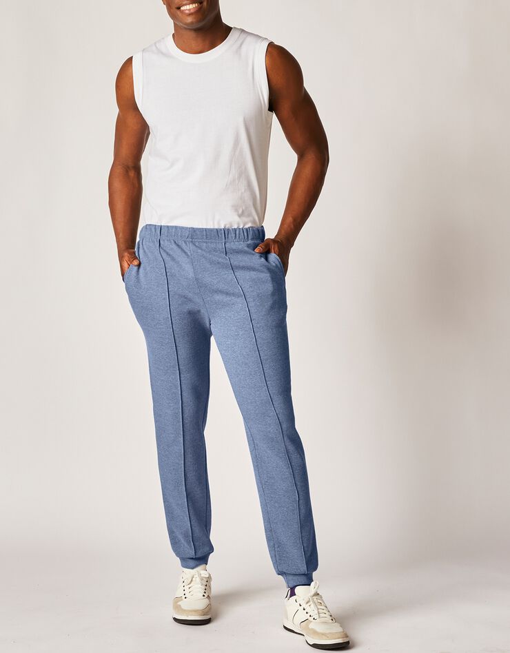Pantalon loisirs molleton, bas resserrés (bleu jean)