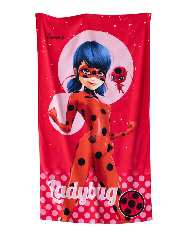 Drap de bain enfant personnalisable Miraculous® - éponge velours 320g/m2 (rose)