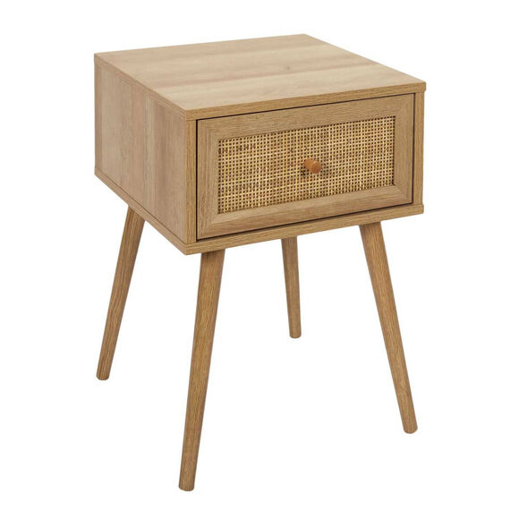 Table de chevet bois - 1 tiroir cannage rotin (naturel)