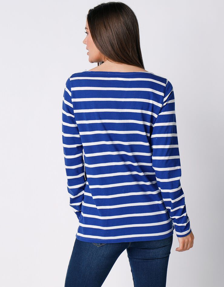 T-shirt marinière manches longues, coton biologique (bleu dur / blanc)