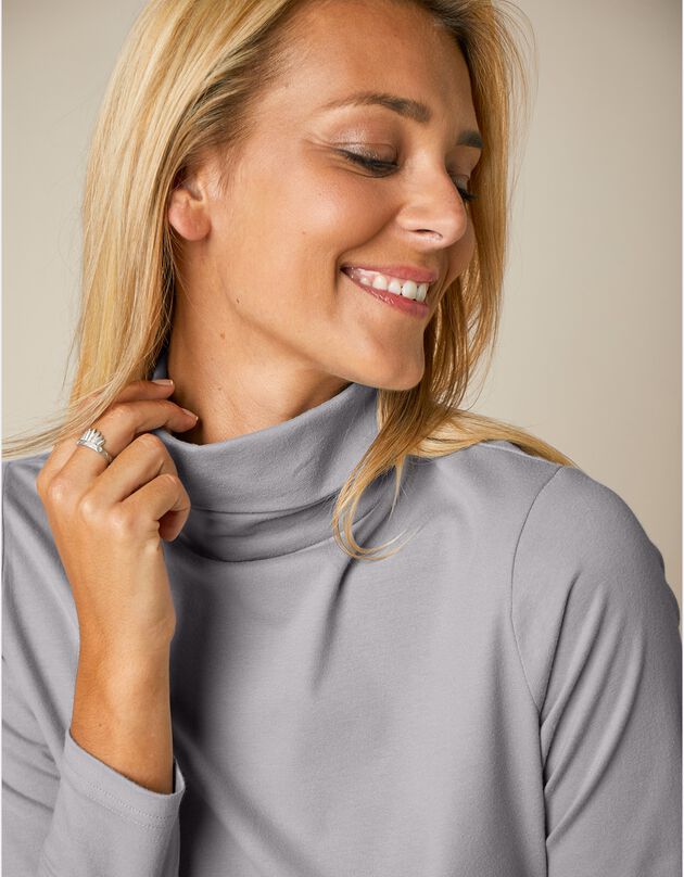 Sous-pull col roulé coton stretch uni (gris)