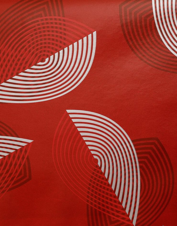Nappe toile cirée motifs feuilles (rouge)
