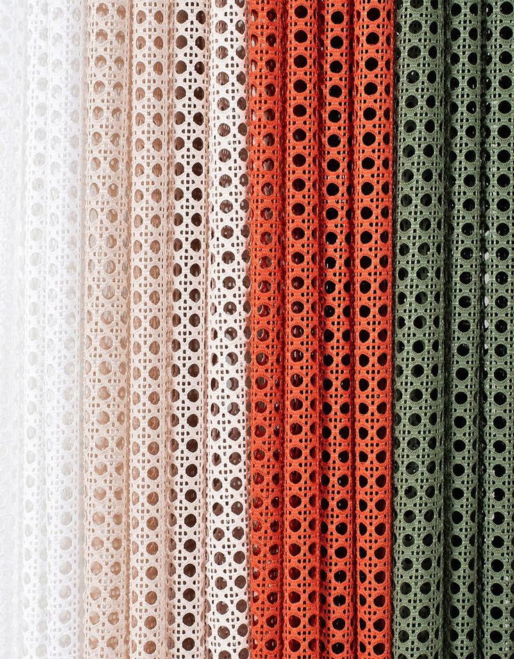 Rideau panneau brodé effet cannage  (beige)