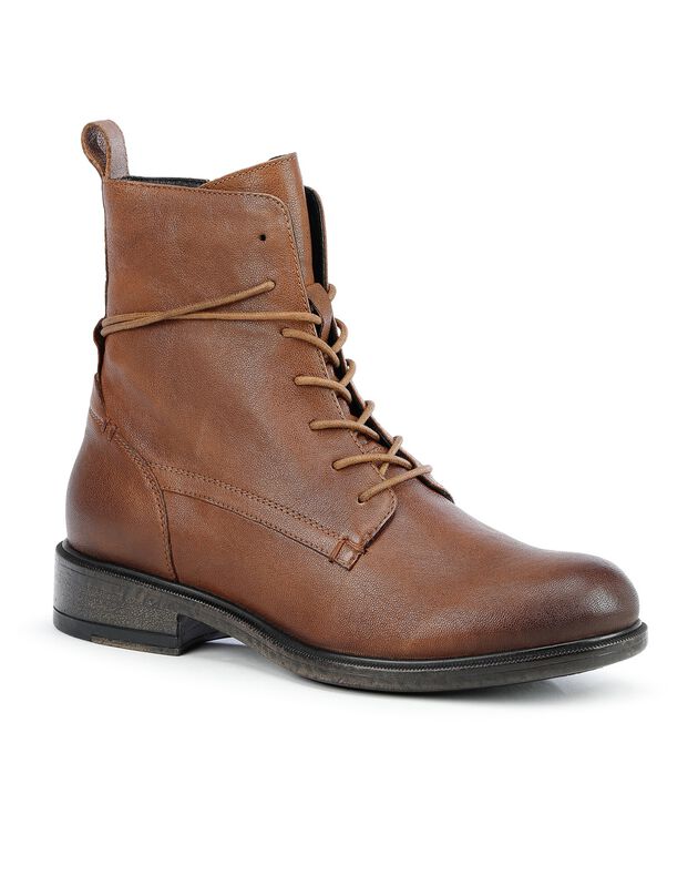 Boots lacets Catria dessus cuir - largeur confort (marron)