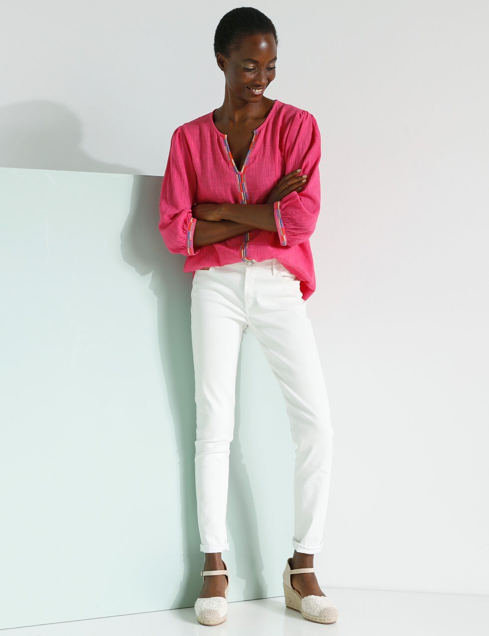 T-shirt Zara - Taille M (38) - Moutarde - Coton Doux - Manches 3/4 - Occasion TBE