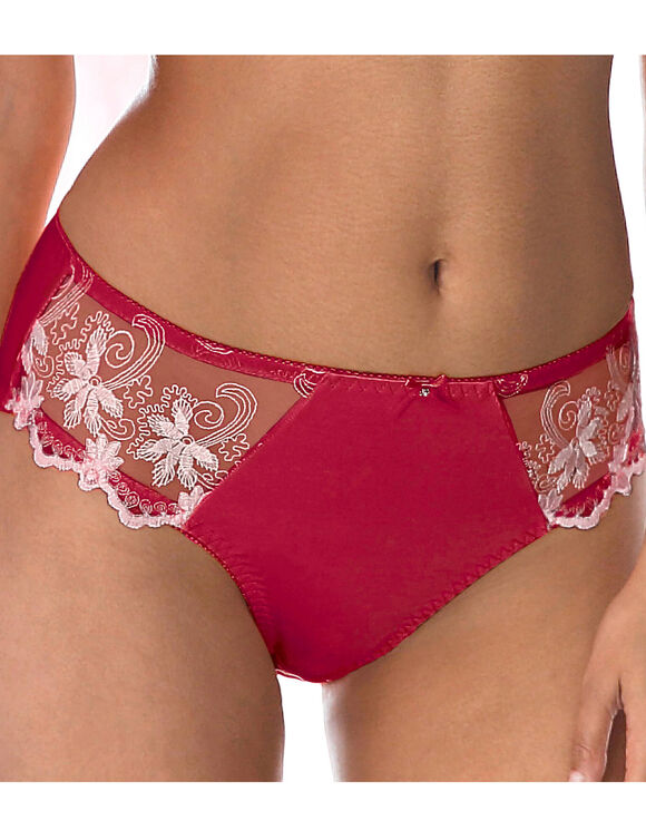 Culotte maille satinée et tulle brodé Calenca (cerise)