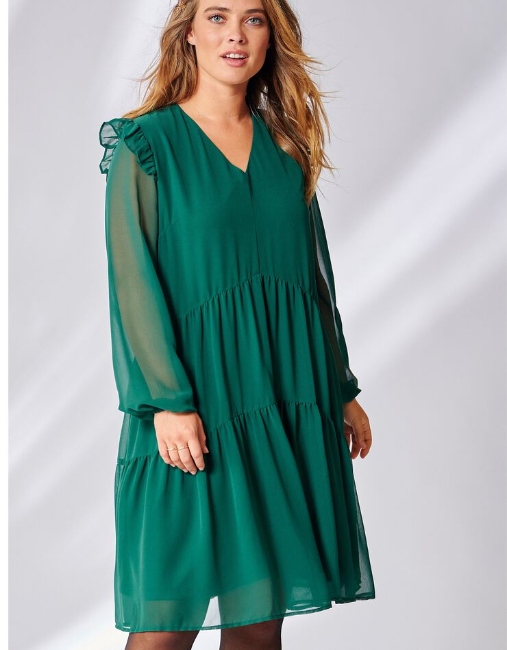 Robe volantée unie (émeraude) Robe volantée unie (émeraude)