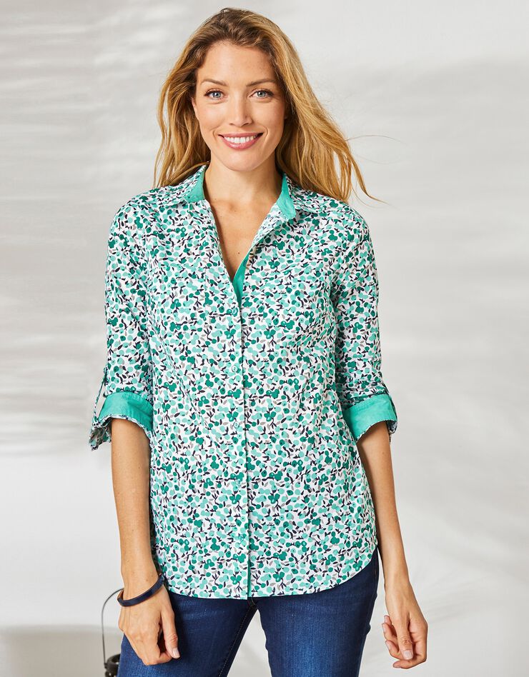 Chemise imprimé fleuri, coton (vert) Chemise imprimé fleuri, coton (vert)