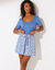 Short noué viscose fluide, imprimé (bleu / écru)