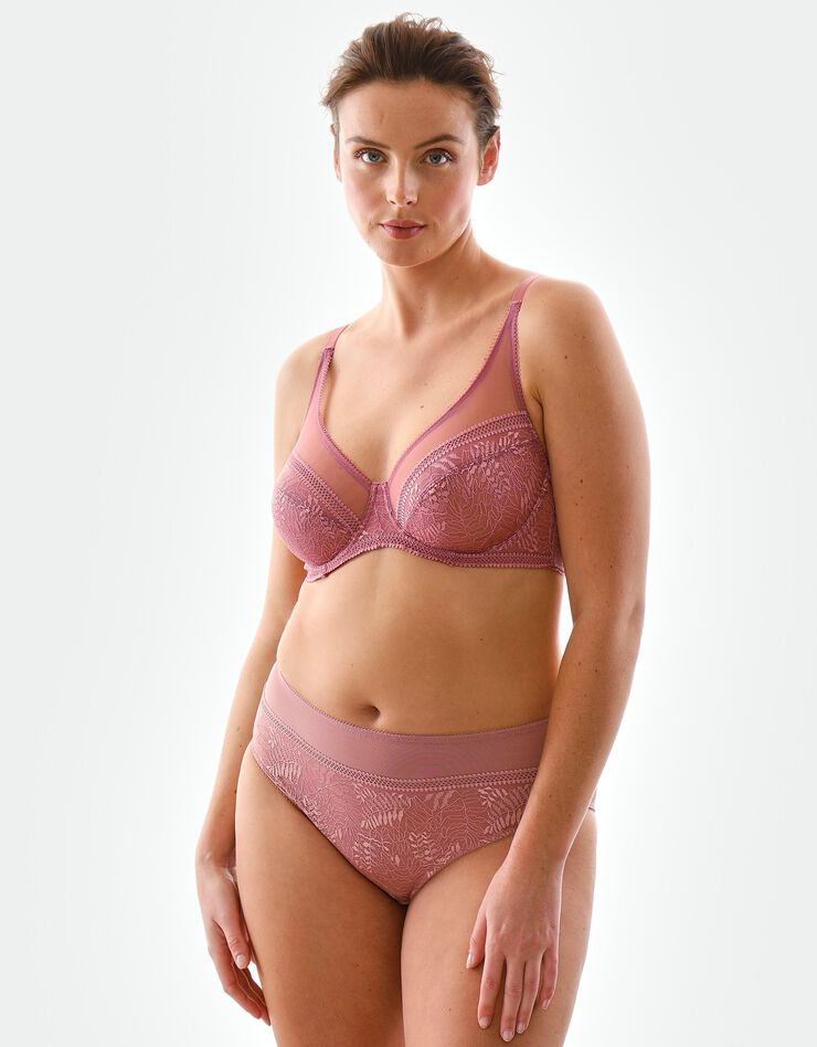 Soutien-gorge minimiseur en tulle et dentelle Camana - avec armatures (bois rose) Soutien-gorge minimiseur en tulle et dentelle Camana - avec armatures (bois rose)