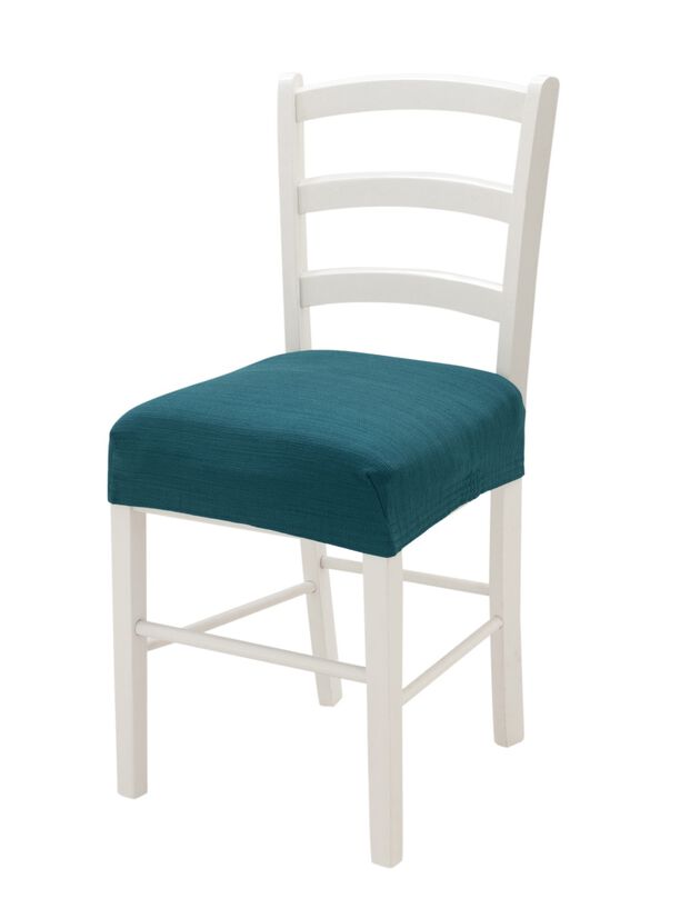 Housse chaise unie extensible - housse intégrale ou assise seule (bleu canard)