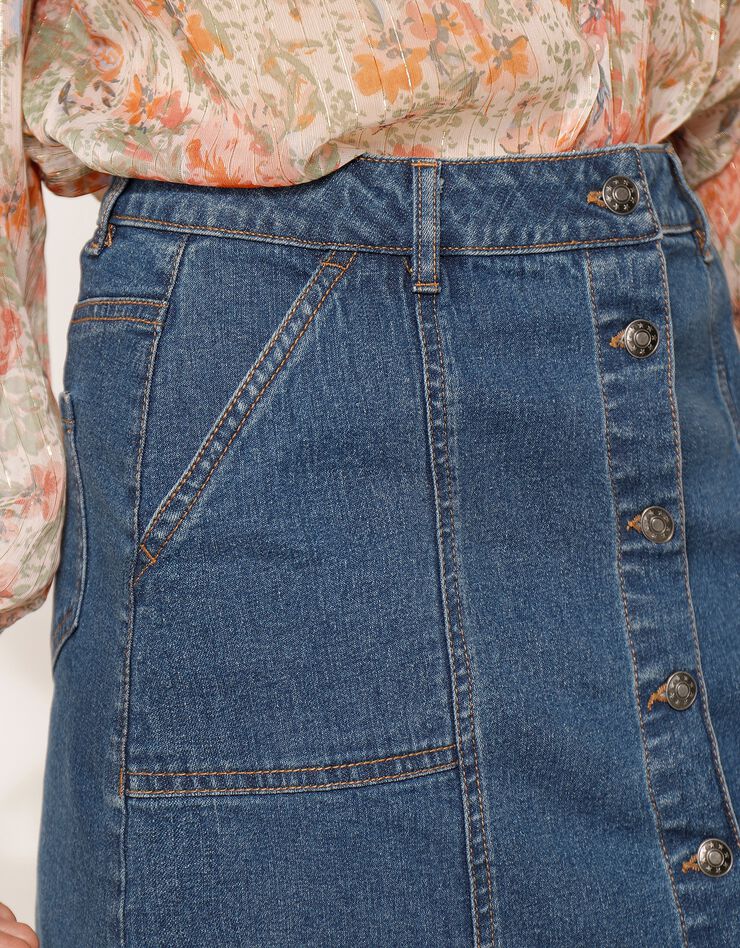 Jupe boutonnée évasée en jean (stone)