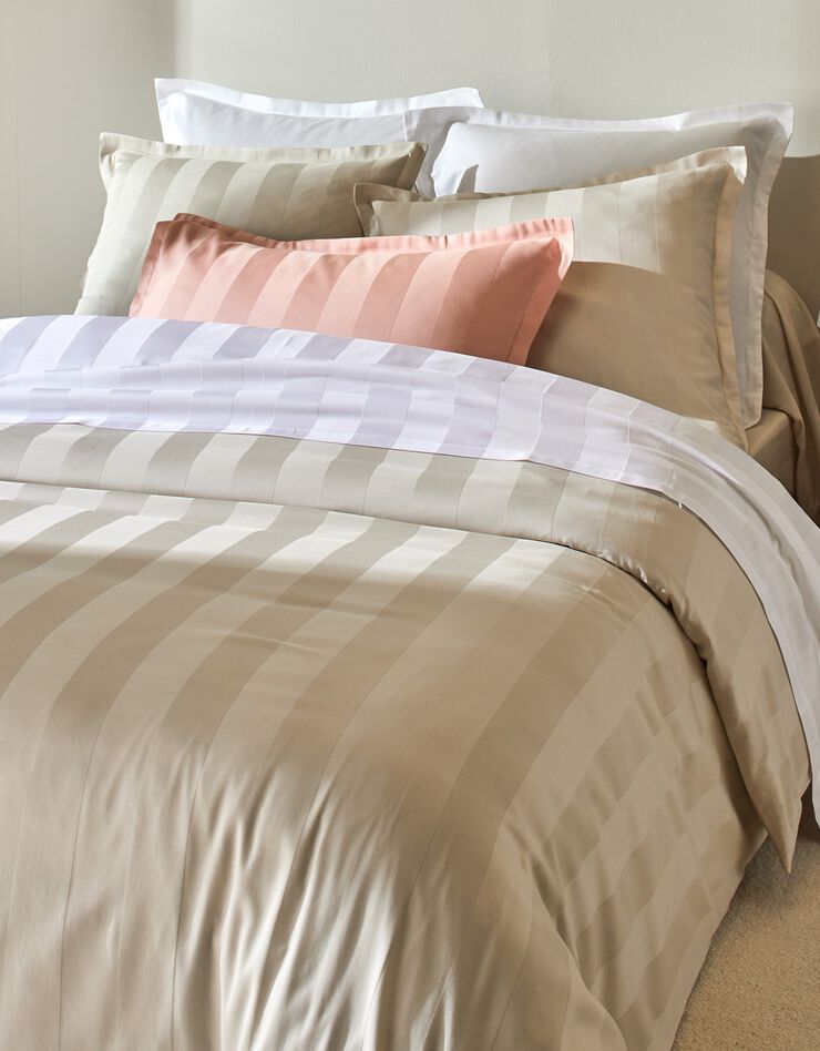 Linge de lit satin rayé (beige clair)