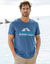 T-shirt col rond motif placé manches courtes (bleu)