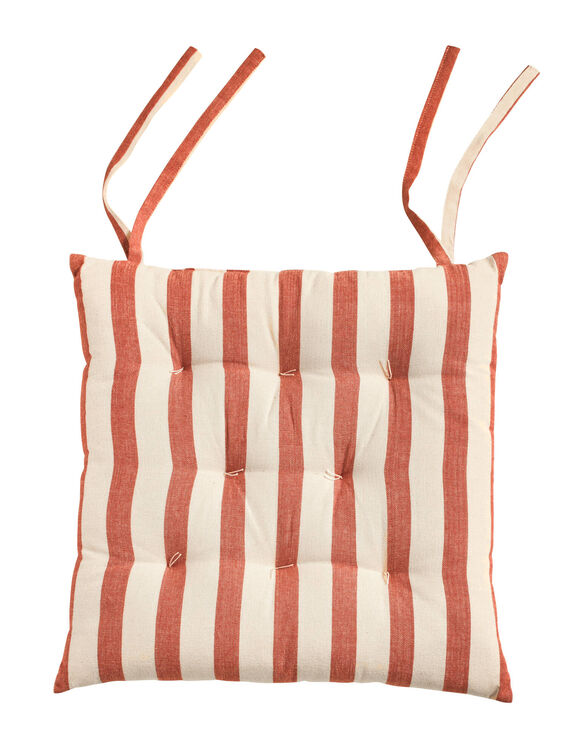 Galette de chaise carrée rayée - lot de 2 (terracotta)