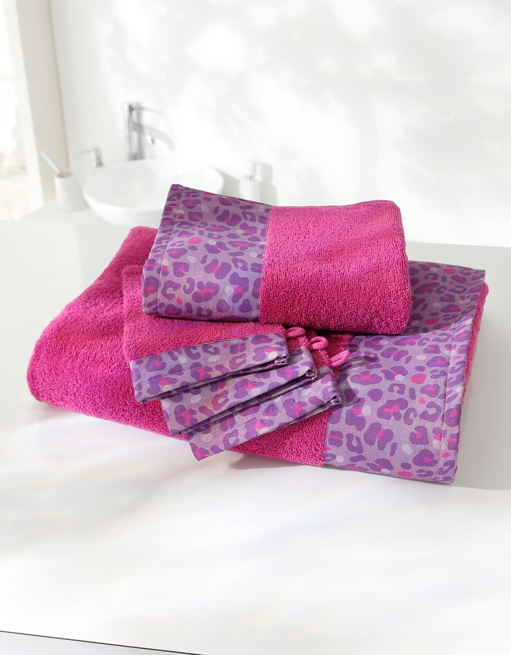 Éponge bouclette 420 g/m² liteau imprimé léopard (bruyère)