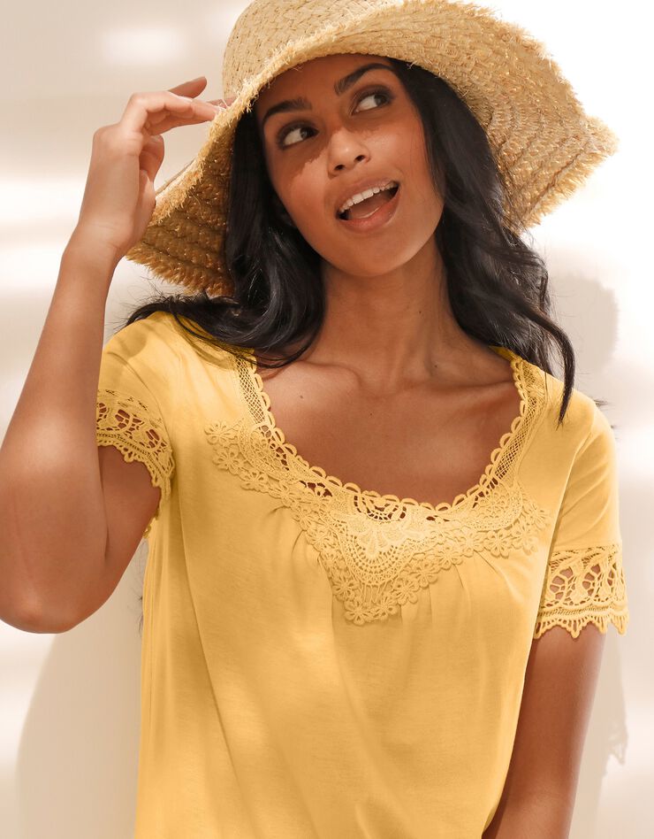 Tee-shirt macramé fantaisie (safran) Tee-shirt macramé fantaisie (safran)
