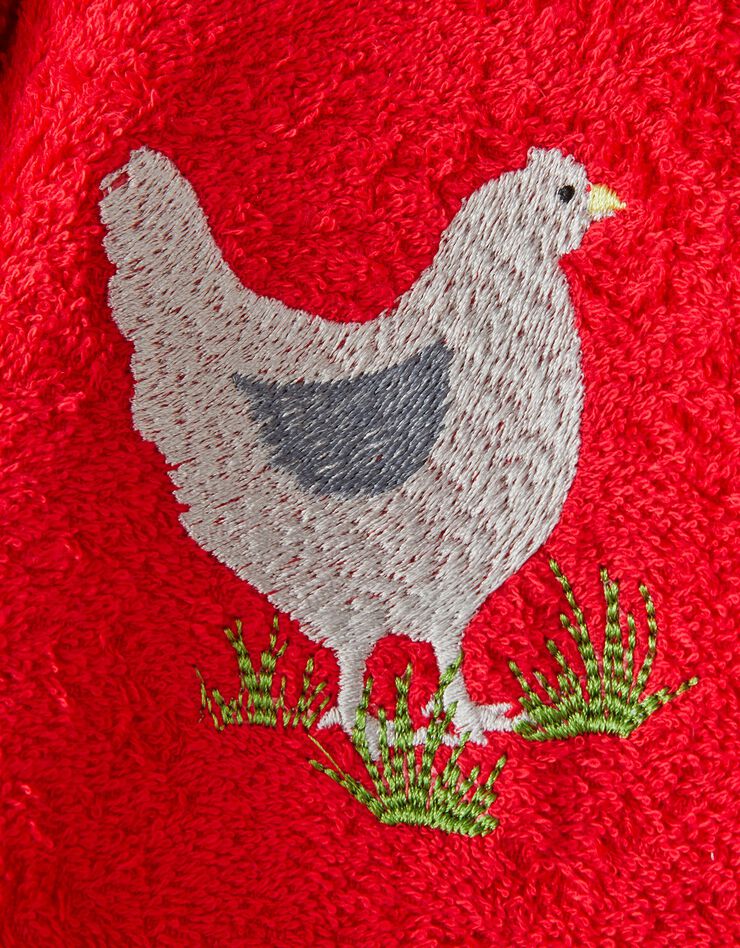 Torchons rond éponge brodée poule - lot de 2 (rouge) Torchons rond éponge brodée poule - lot de 2 (rouge)