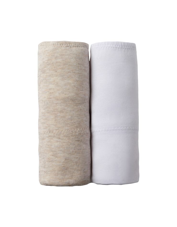 Culotte coton stretch taille très haute couvrante - lot de 2 (blanc + beige chiné) Culotte coton stretch taille très haute couvrante - lot de 2 (blanc + beige chiné)