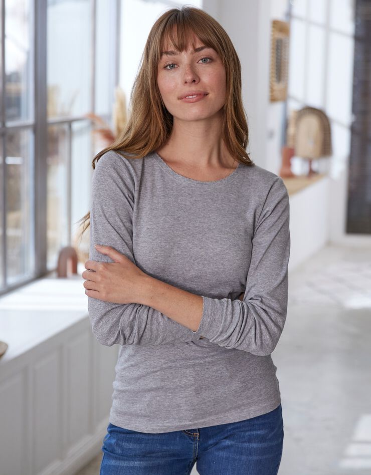 Tee-shirt manches longues - lot de 2 (gris chiné) Tee-shirt manches longues - lot de 2 (gris chiné)