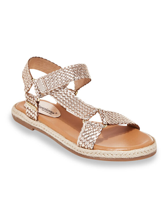 Sandales plates en cuir tress&eacute; Hipsto (dor&eacute;)