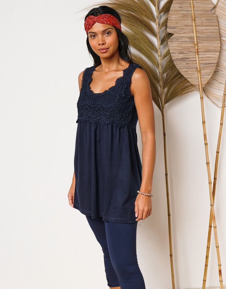 Tunique plastron macramé (marine) Tunique plastron macramé (marine)