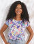 T-shirt imprimé tropical (blanc / violet)