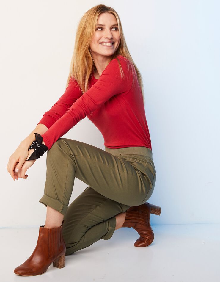 Pantalon coupe "boyfriend" ultra confort (kaki) Pantalon coupe "boyfriend" ultra confort (kaki)