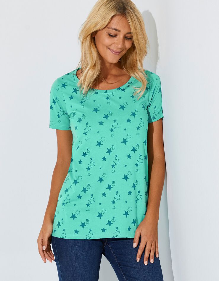Tee-shirt imprimé étoiles (vert d'eau) Tee-shirt imprimé étoiles (vert d'eau)